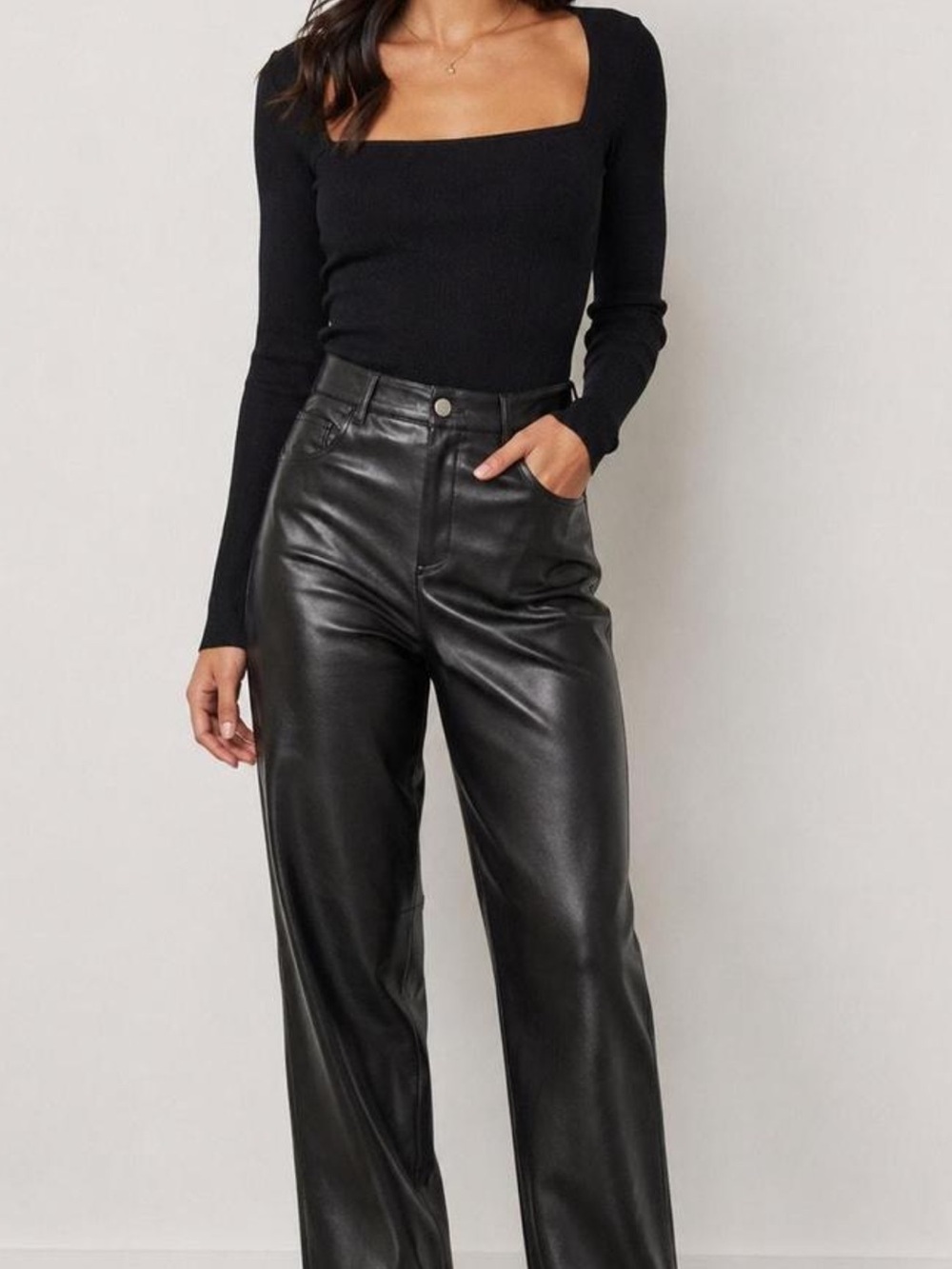 Aritzia Wilfred Black Vegan Leather pants 4